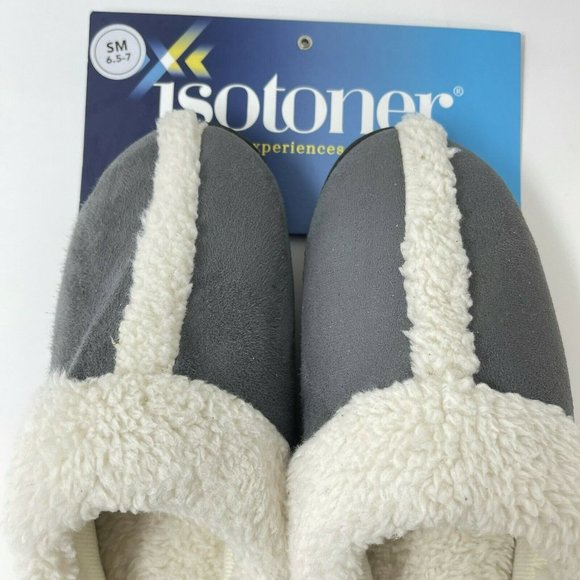 Isotoner Microsuede Heidi Hoodback Comfort Slippers Ash Gray Size S 6.5 to 7 NWT - Picture 6 of 11